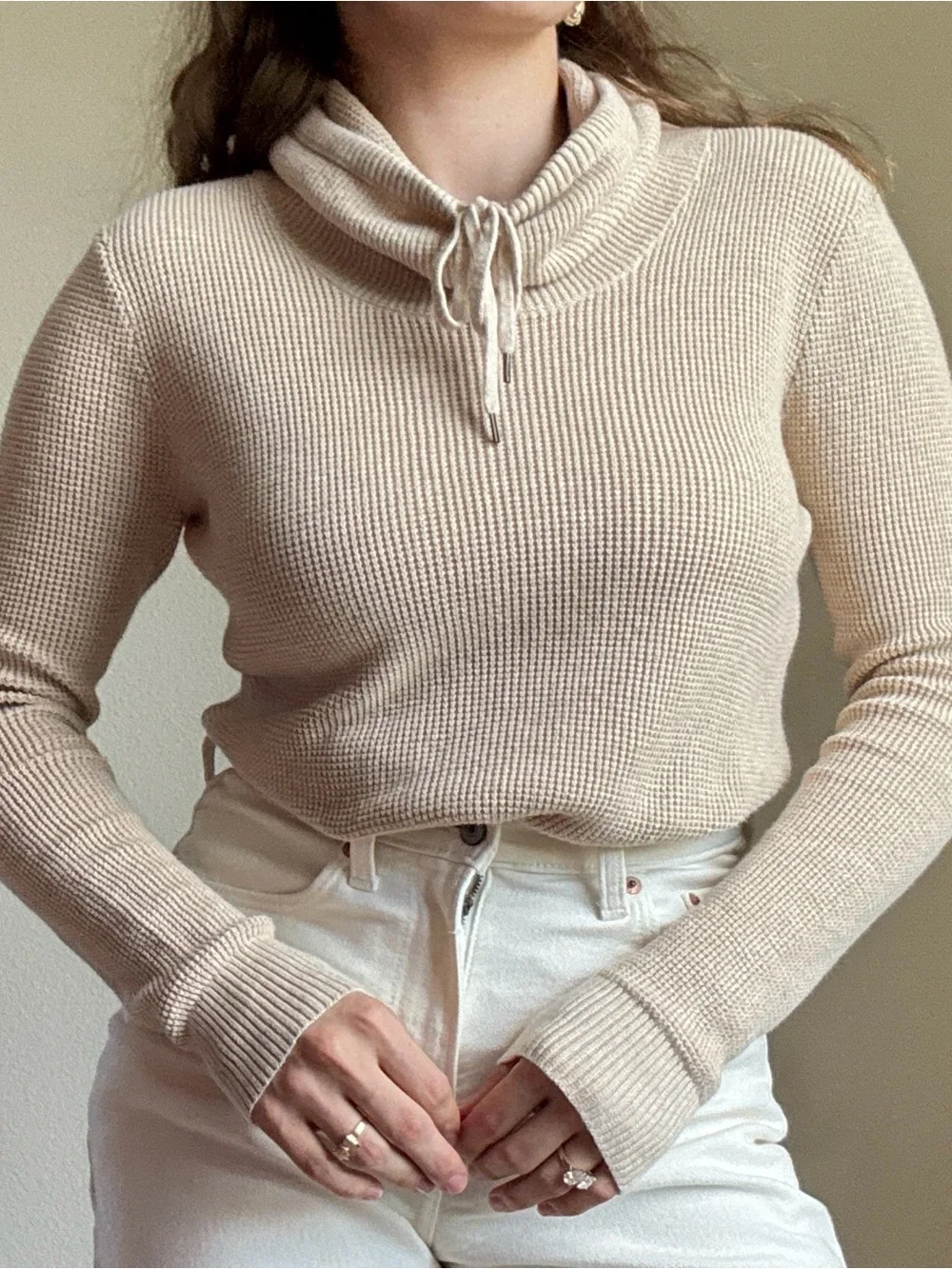 Lauren Ralph Lauren Cream Ribbed cowl neck Sweater